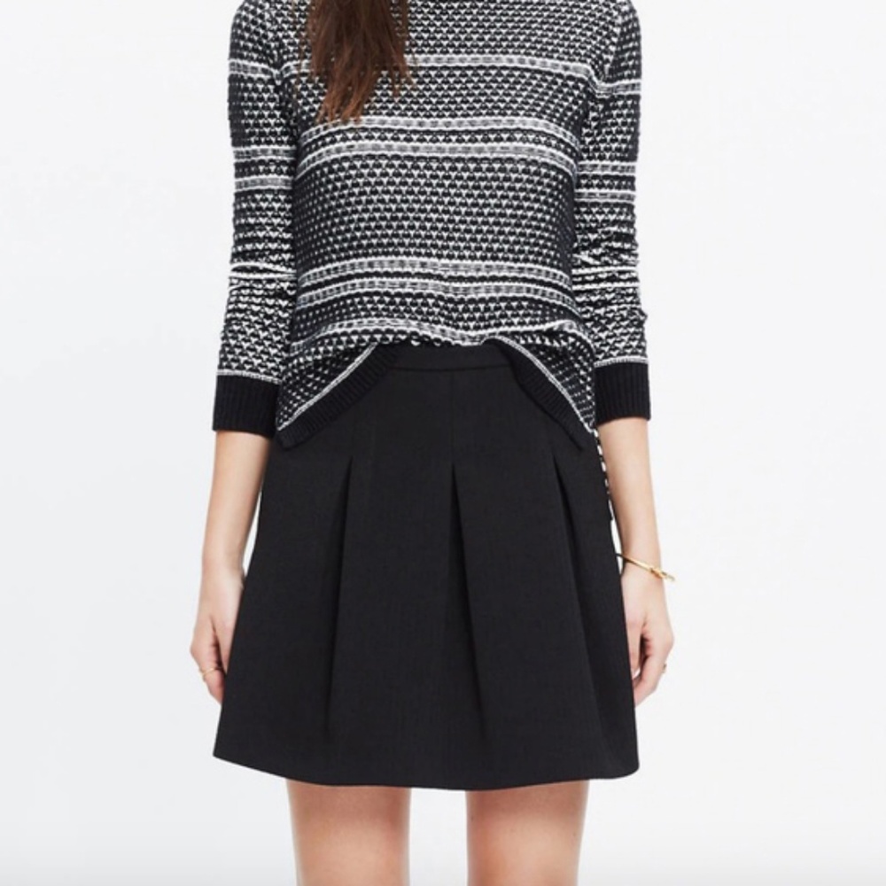 Madewell Black Jacquard Pleated Mini Skirt